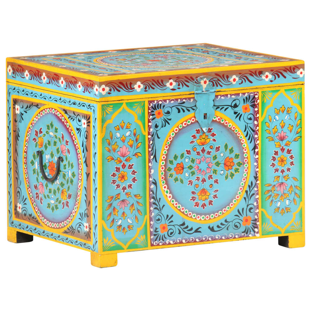 Hand Painted Storage Box 50x40x40 cm Solid Mango Wood