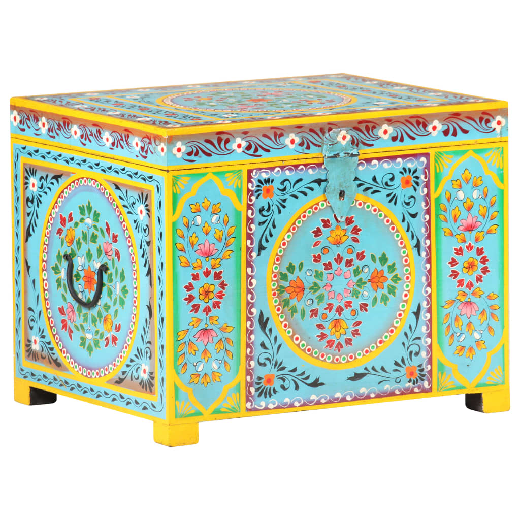 Hand Painted Storage Box 50x40x40 cm Solid Mango Wood
