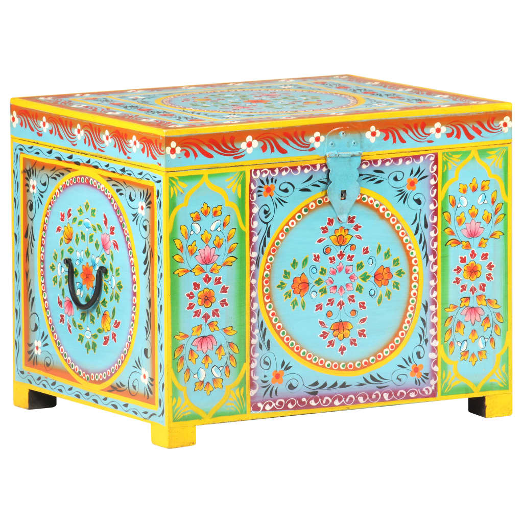 Hand Painted Storage Box 50x40x40 cm Solid Mango Wood