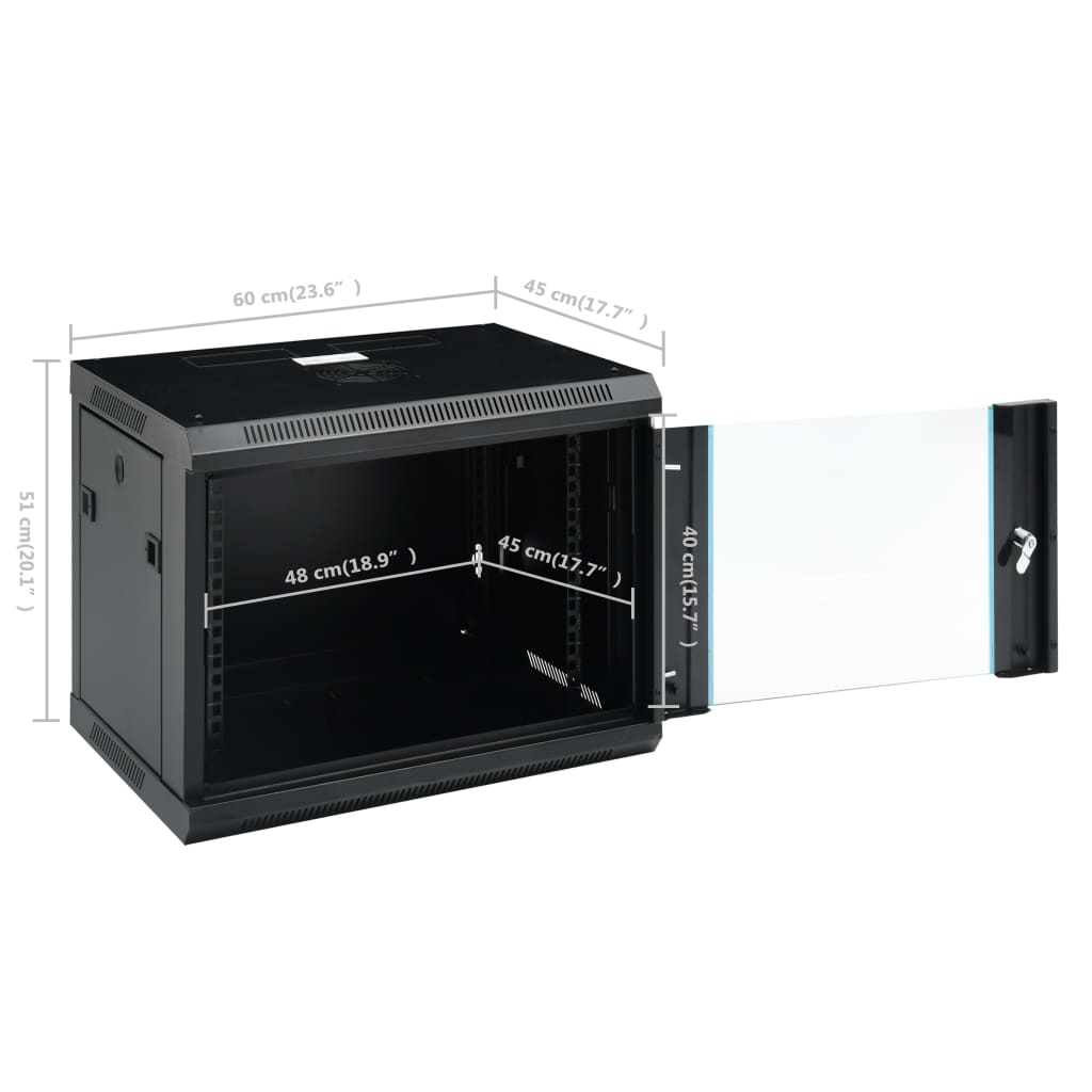 9U Wall Mounted Network Cabinet 19 IP20 600x450x510 mm