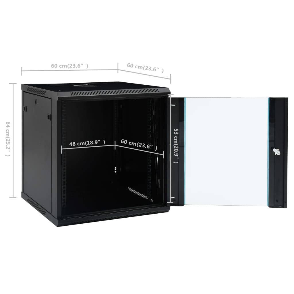 12U Wall Mounted Network Cabinet 19 IP20 600x600x640 mm