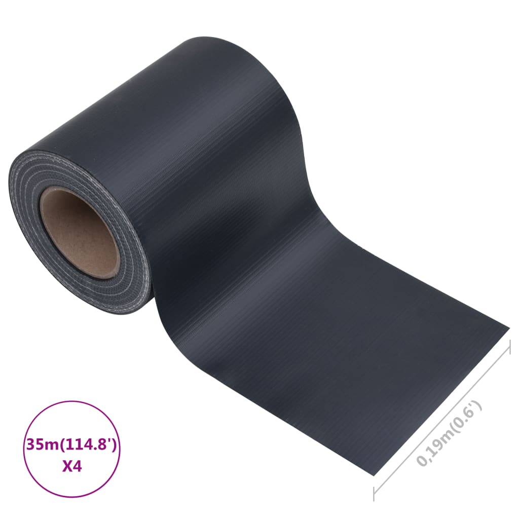 Garden Privacy Screens 4 pcs PVC 35x0.19 m Matte Dark Grey