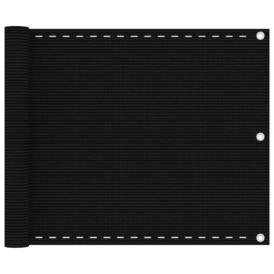 Balcony Screen Black 75x500 cm HDPE
