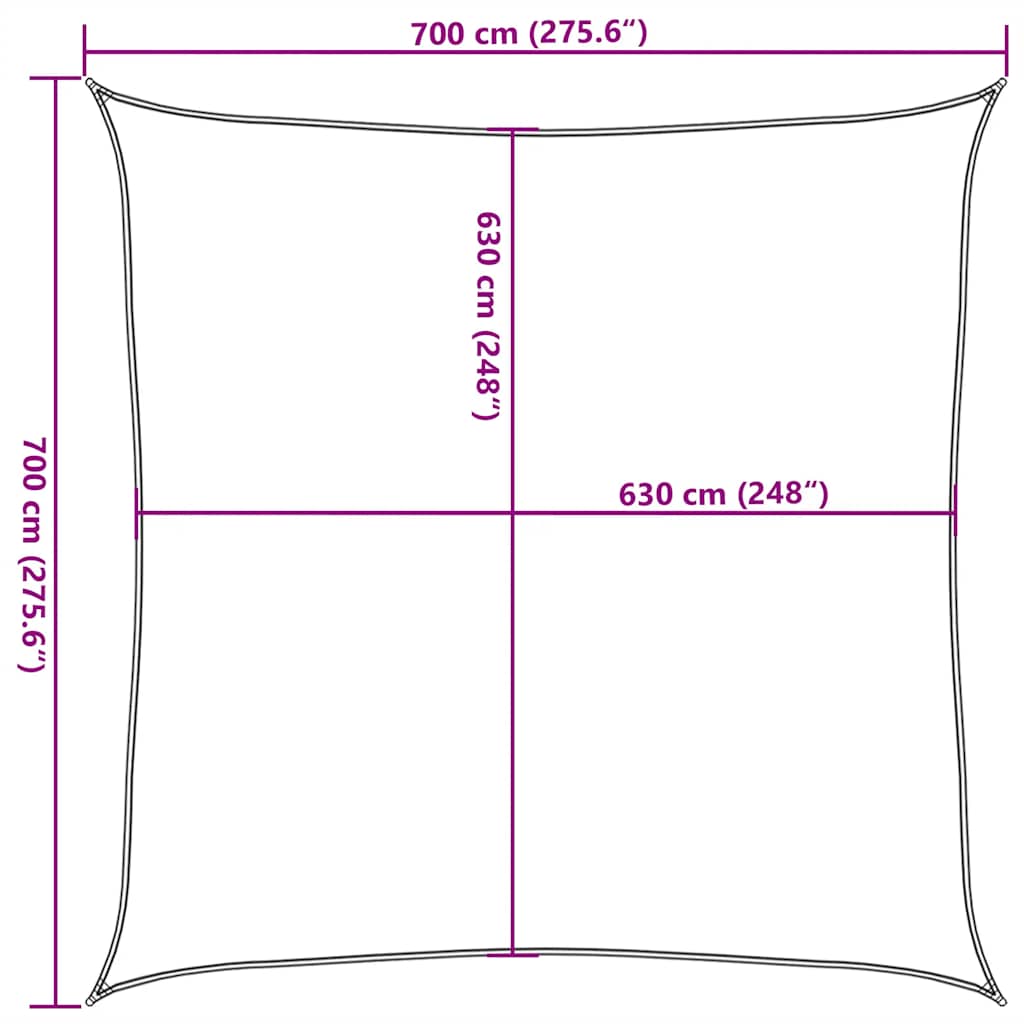 Sunshade Sail 160 g/m² Red 7x7 m HDPE