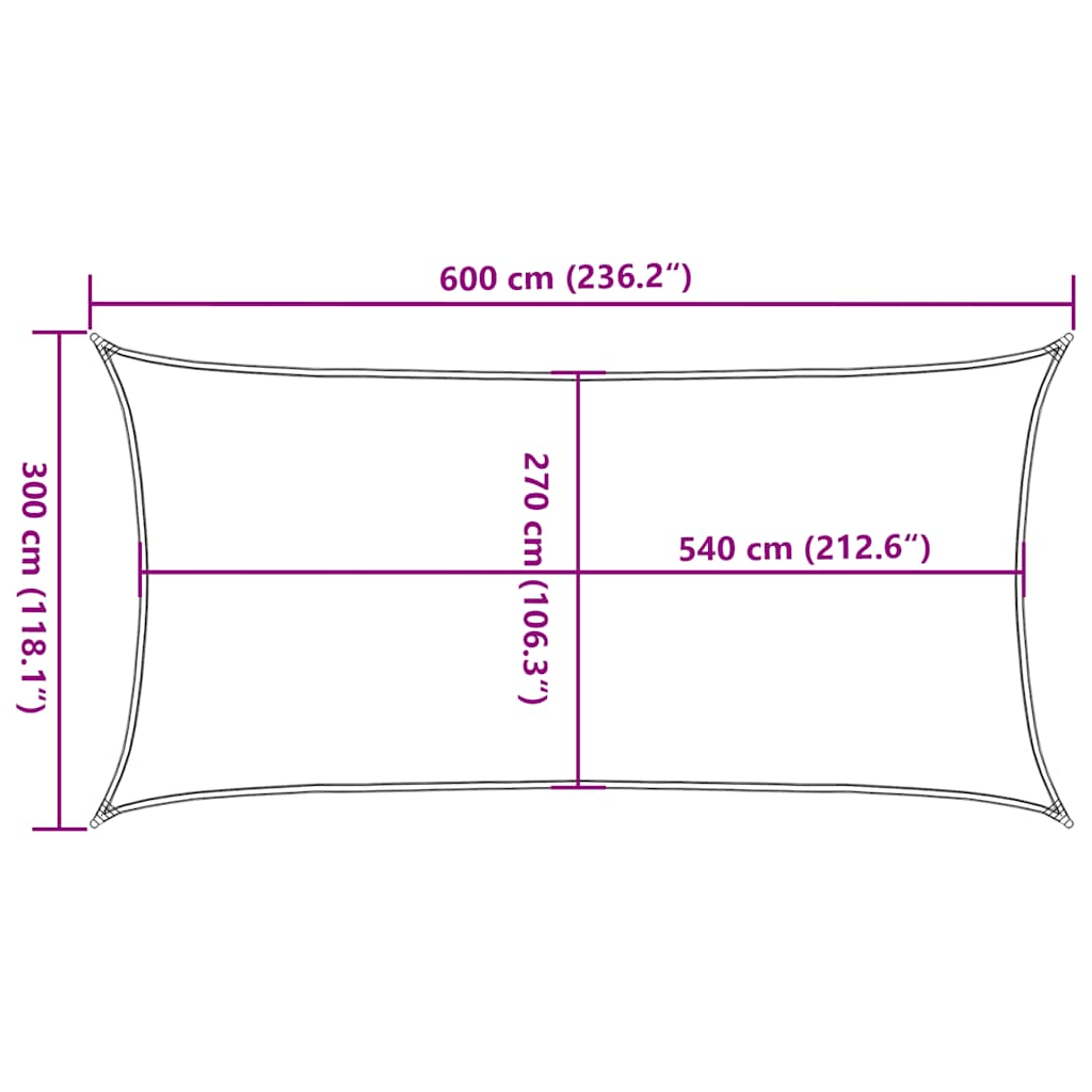 Sunshade Sail 160 g/m² Red 3x6 m HDPE