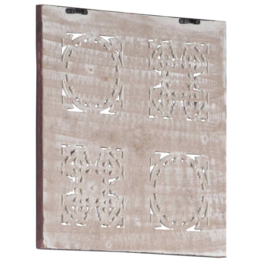 Hand-Carved Wall Panel MDF 40x40x1.5 cm Brown and White