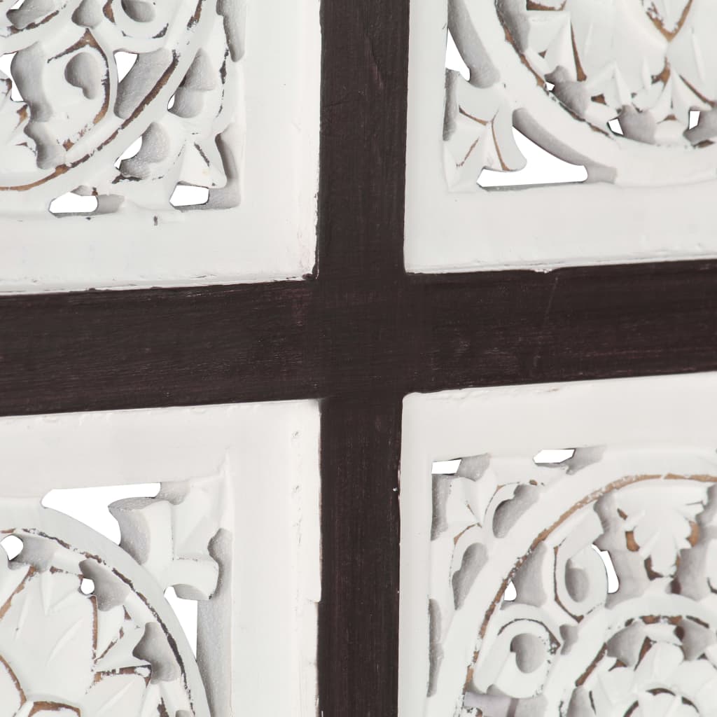 Hand-Carved Wall Panel MDF 40x40x1.5 cm Brown and White