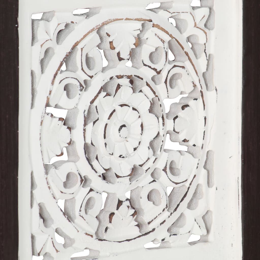Hand-Carved Wall Panel MDF 40x40x1.5 cm Brown and White