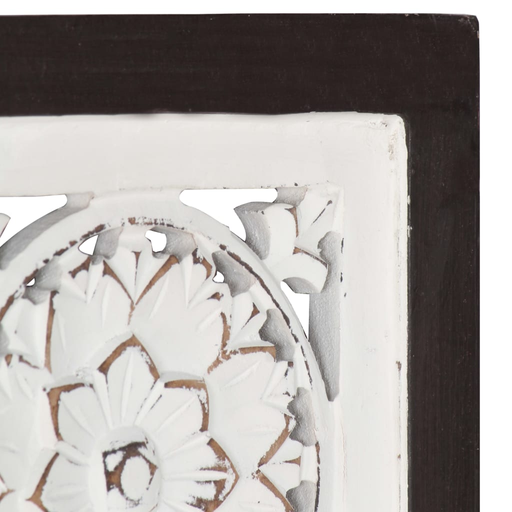 Hand-Carved Wall Panel MDF 40x40x1.5 cm Brown and White