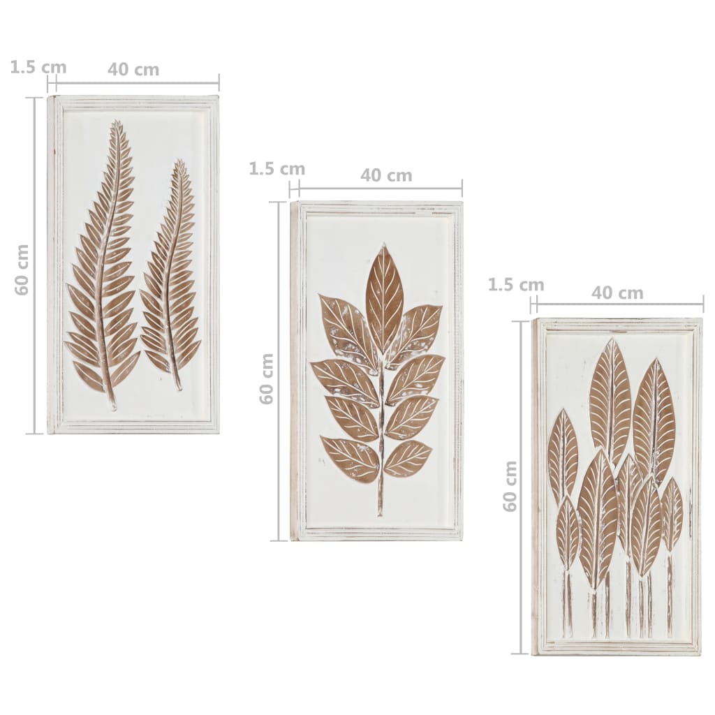 Hand-Carved Wall Panels 3 pcs MDF 40x60x1.5 cm