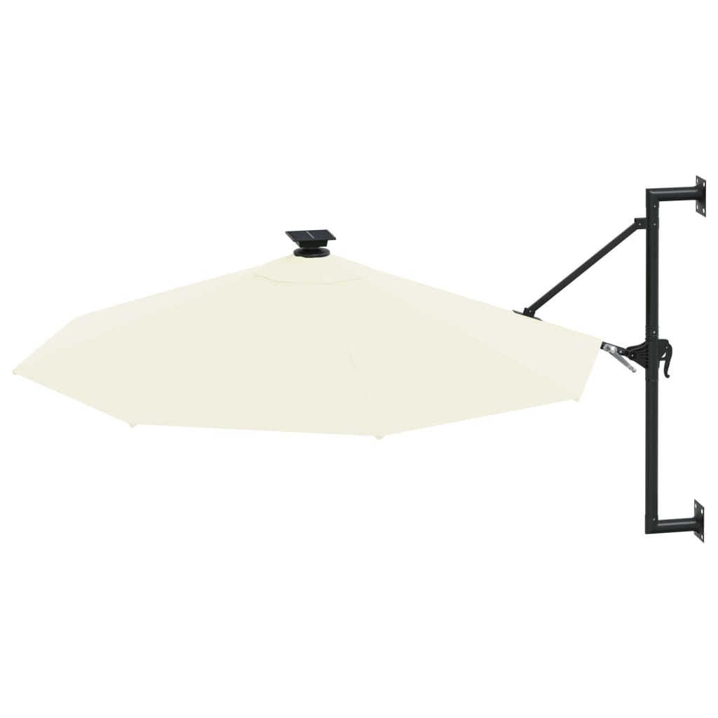 Wall-mounted Garden Parasol with LEDs 300 cm Sand