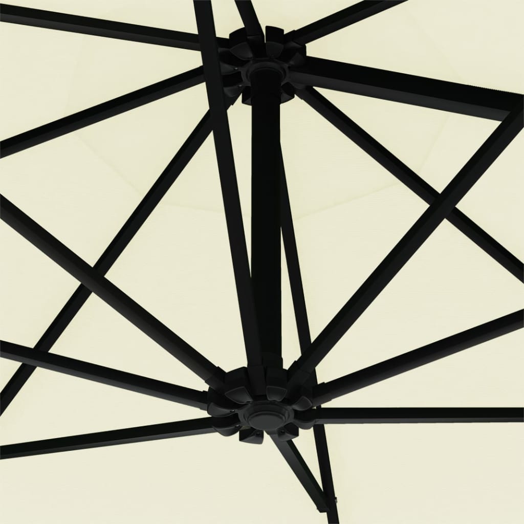 Wall-mounted Garden Parasol with LEDs 300 cm Sand