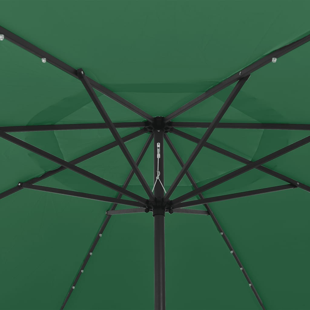 Garden Parasol with LED Lights 400 cm Green