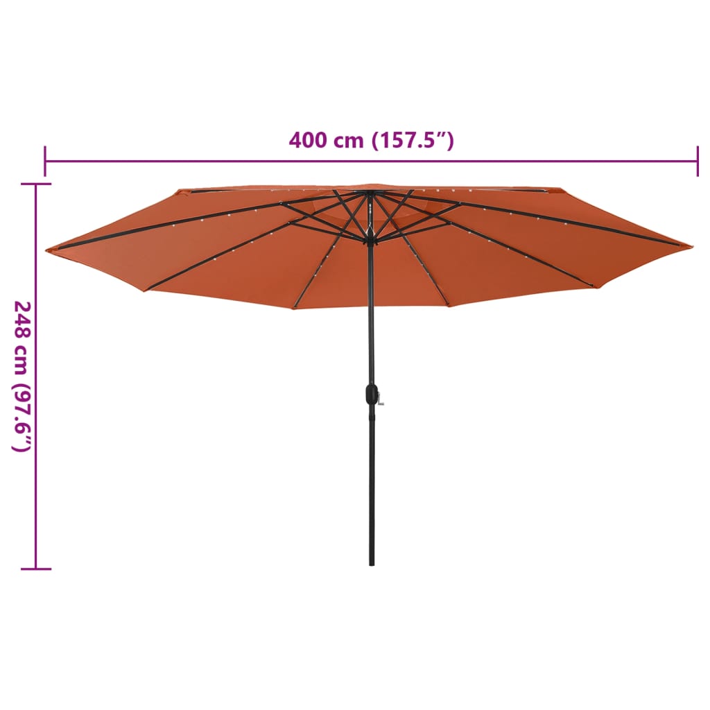 Garden Parasol with LED Lights 400 cm Terracotta