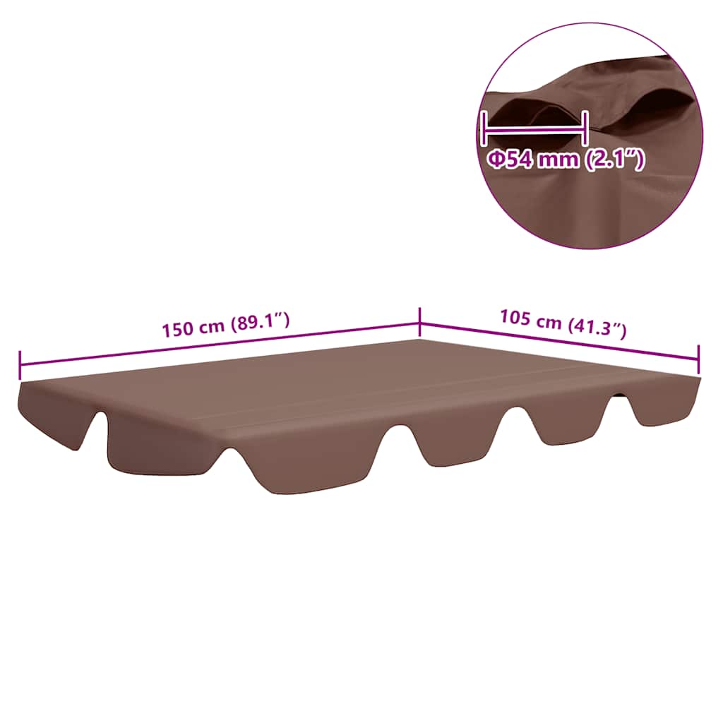Replacement Canopy for Garden Swing Brown 150/130x105/70 cm