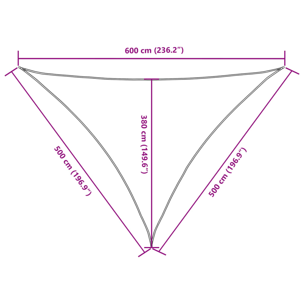 Sunshade Sail Oxford Fabric Triangular 5x5x6 m Red