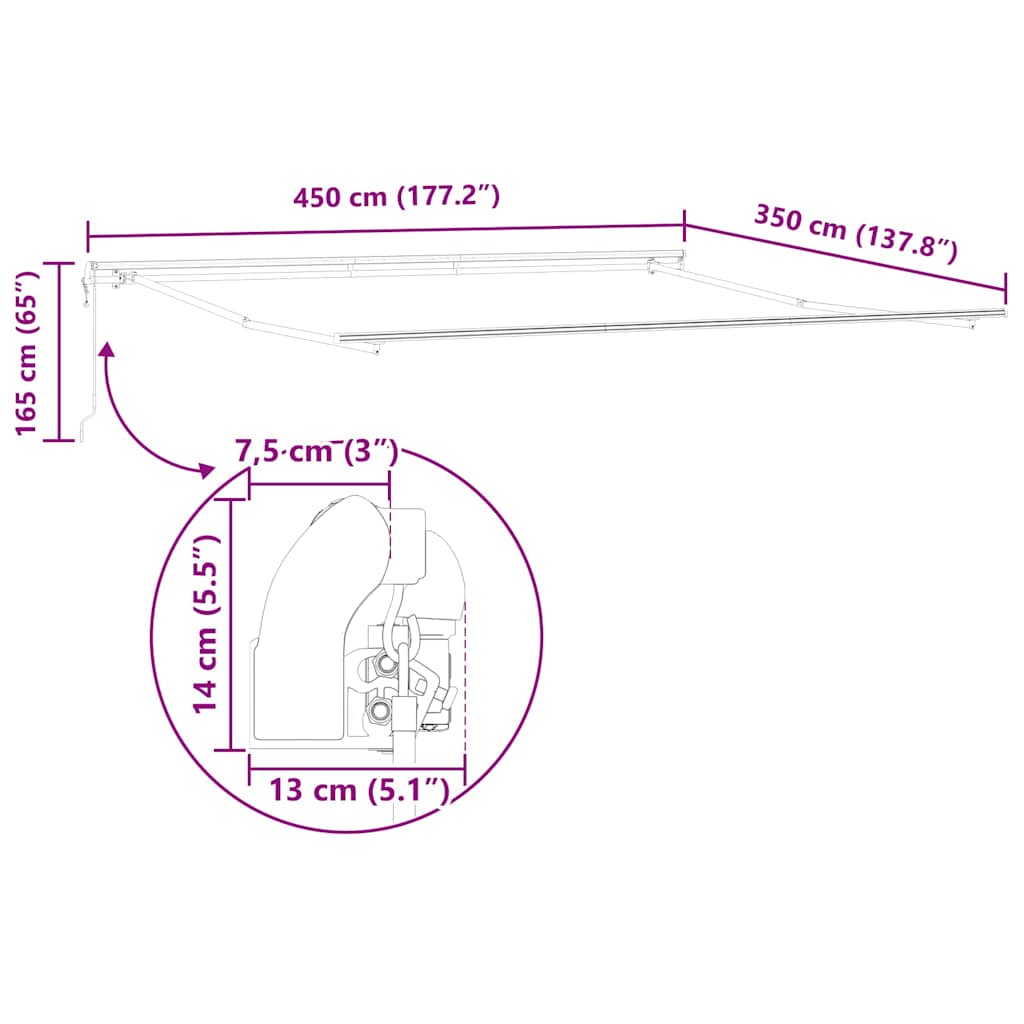 Awning White 4.5 x 3.5 m Metal