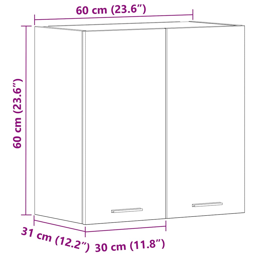 Hanging Cabinet Lyon White 60x31x60 cm Engineered Wood