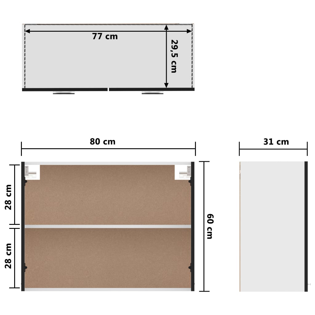 Hanging Cabinet Lyon Black 80x31x60 cm Engineered Wood