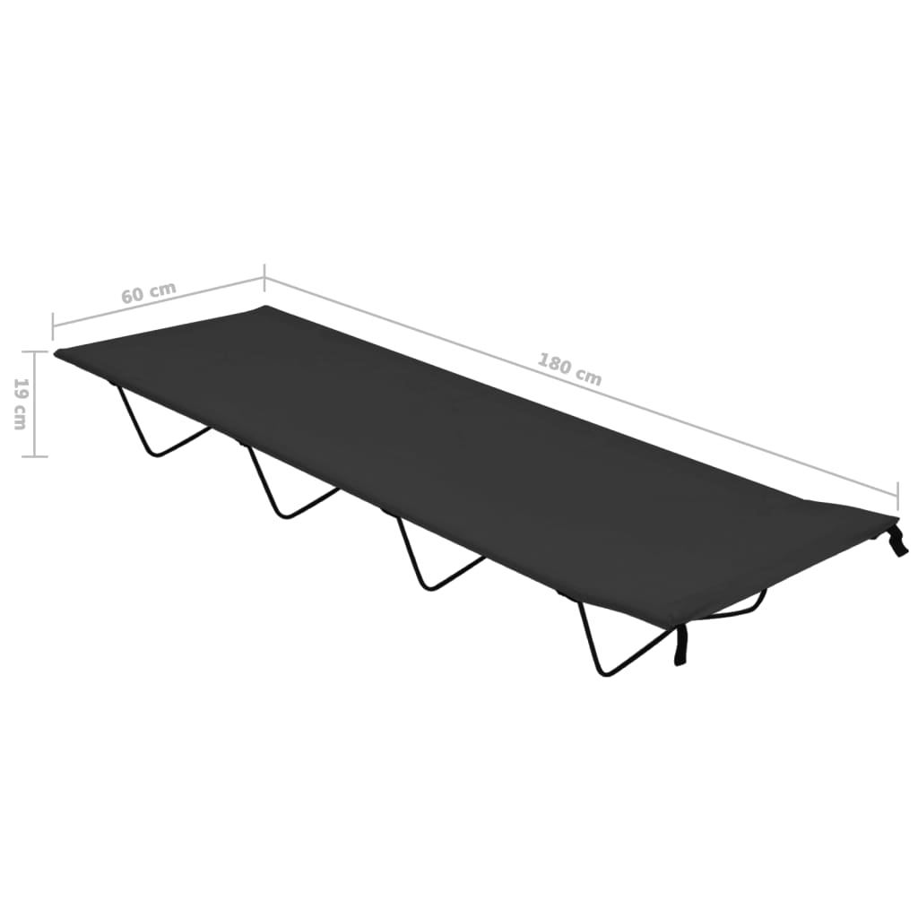 Camping Beds 2 pcs 180x60x19 cm Oxford Fabric and Steel Black