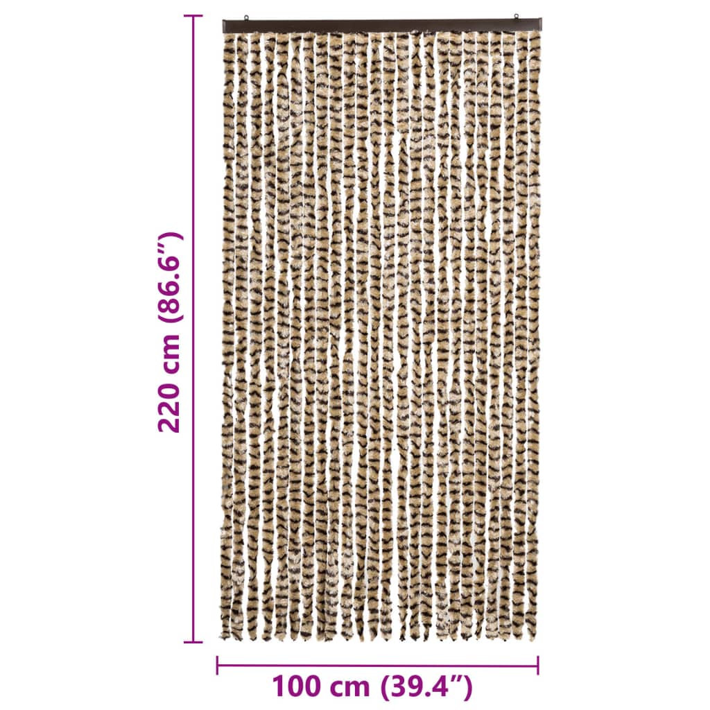 Insect Curtain Beige and Brown 100x220 cm Chenille