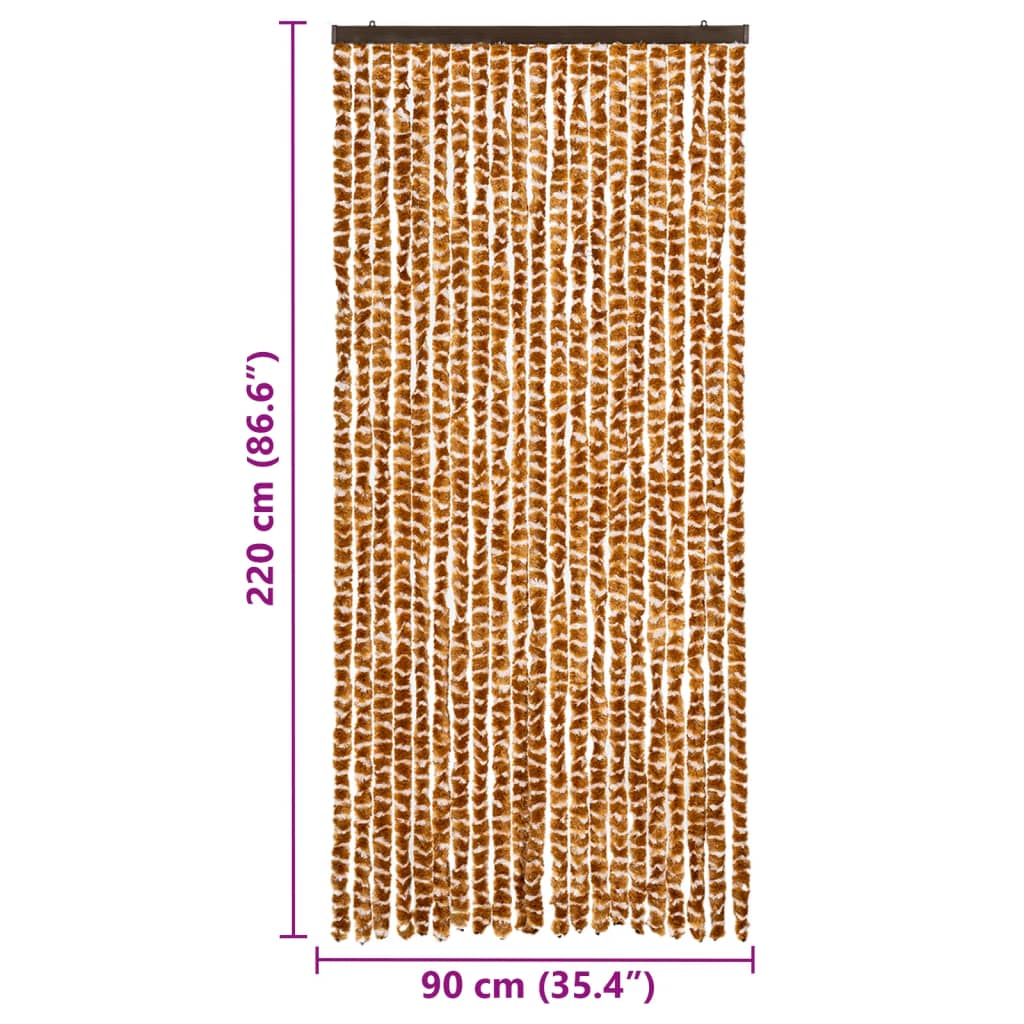 Insect Curtain Ochre and White 90x220 cm Chenille