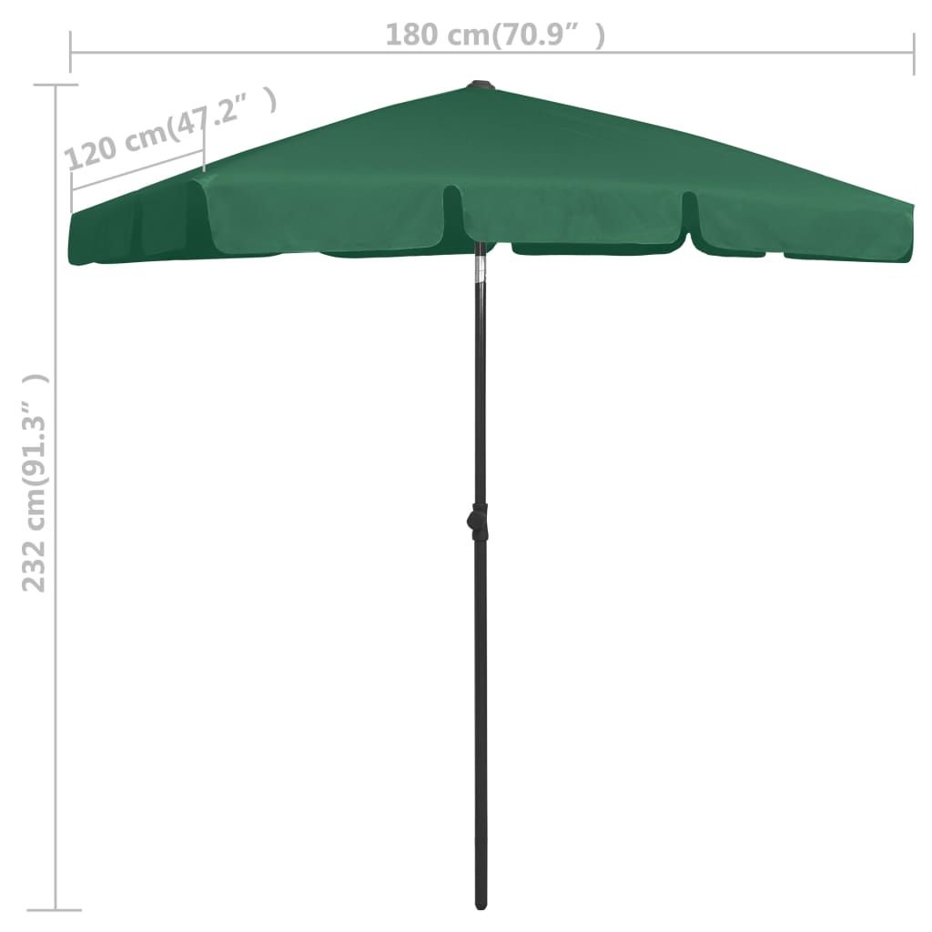 Beach Parasol Green 180x120 cm