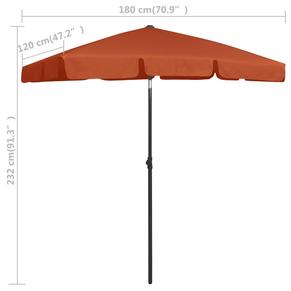 Beach Parasol Terracotta 180x120 cm