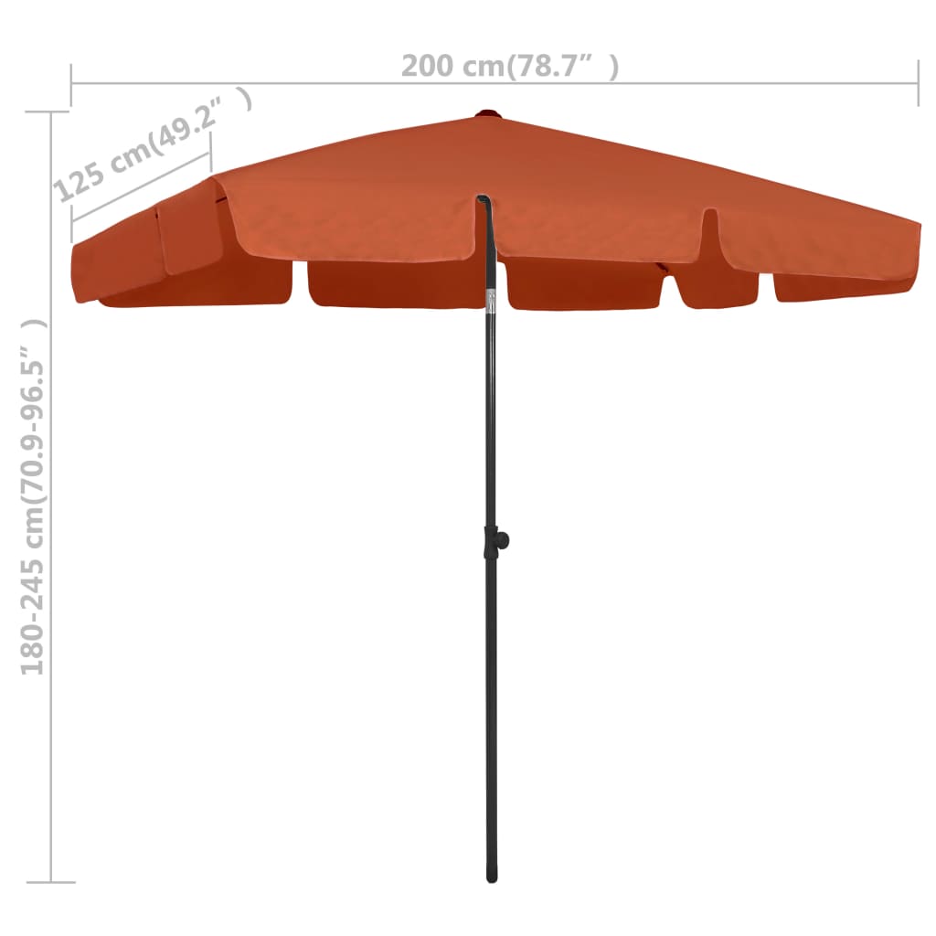 Beach Parasol Terracotta 200x125 cm