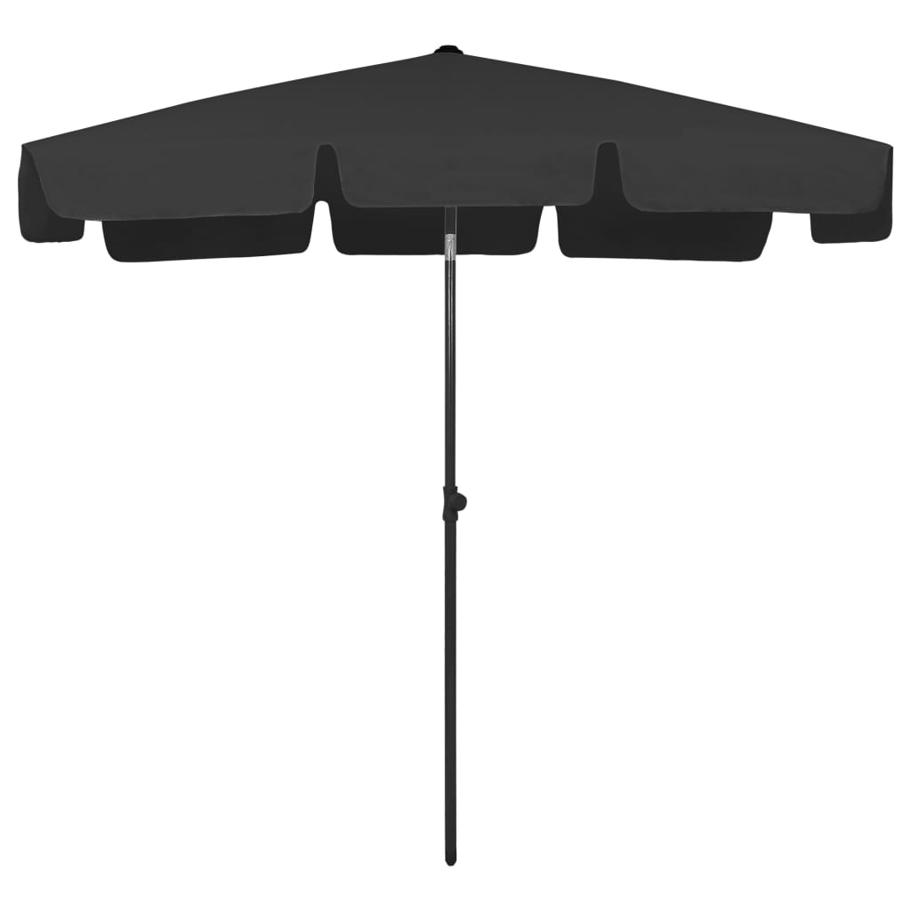 Beach Parasol Black 200x125 cm