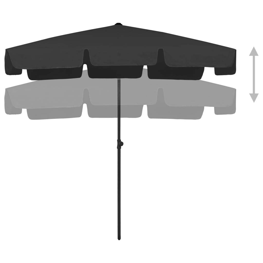 Beach Parasol Black 200x125 cm