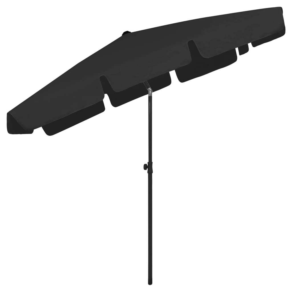 Beach Parasol Black 200x125 cm