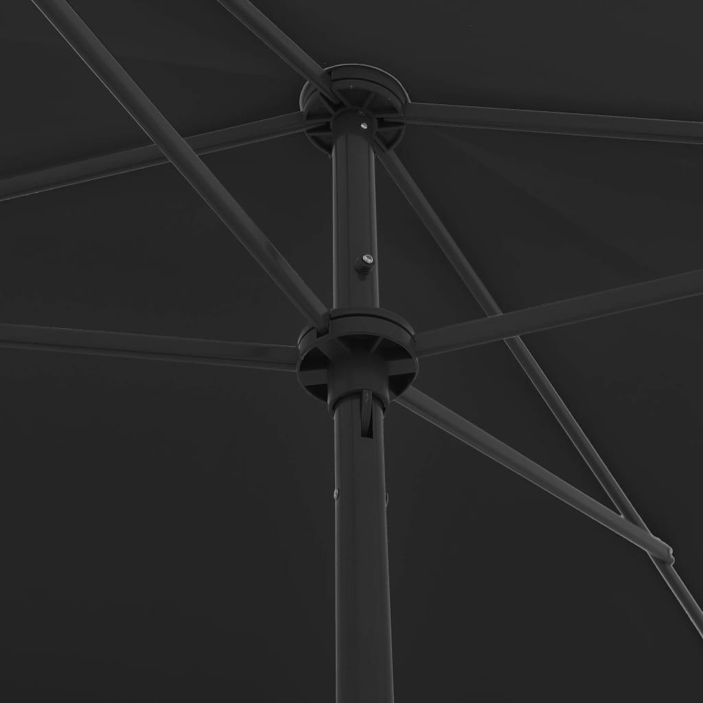 Beach Parasol Black 200x125 cm