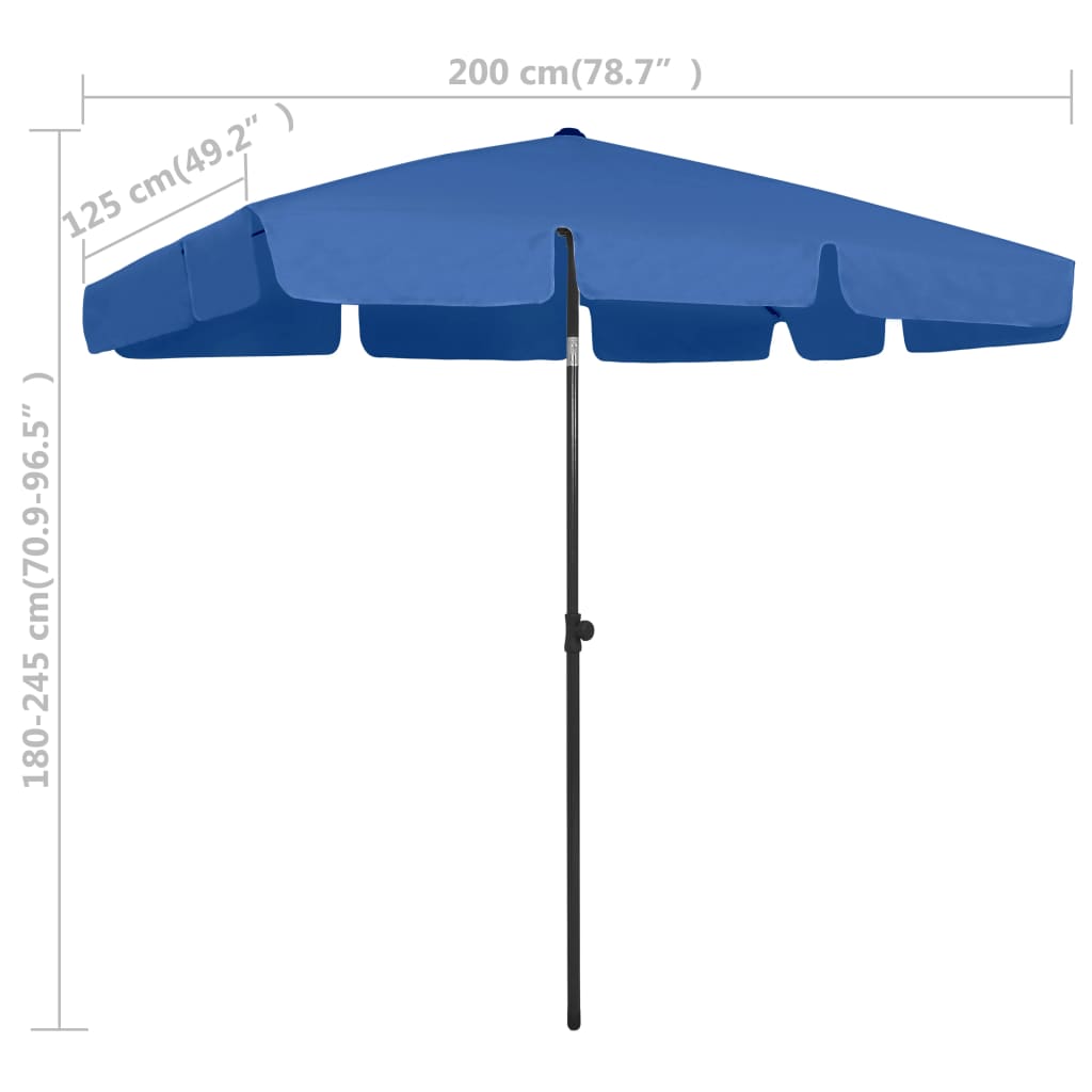 Beach Parasol Azure Blue 200x125 cm
