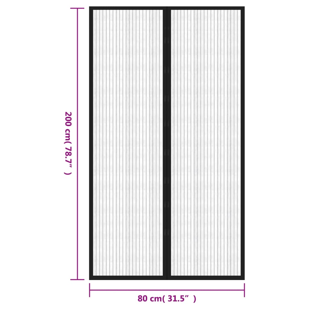 Insect Door Curtains 2 pcs with Magnet Blocks Black 200x80 cm