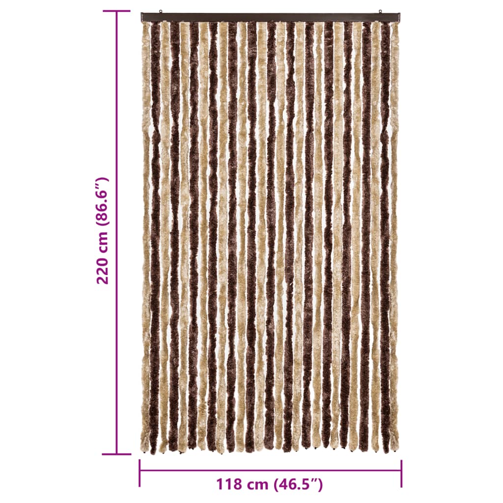 Insect Curtain Beige and Light Brown 118x220 cm Chenille