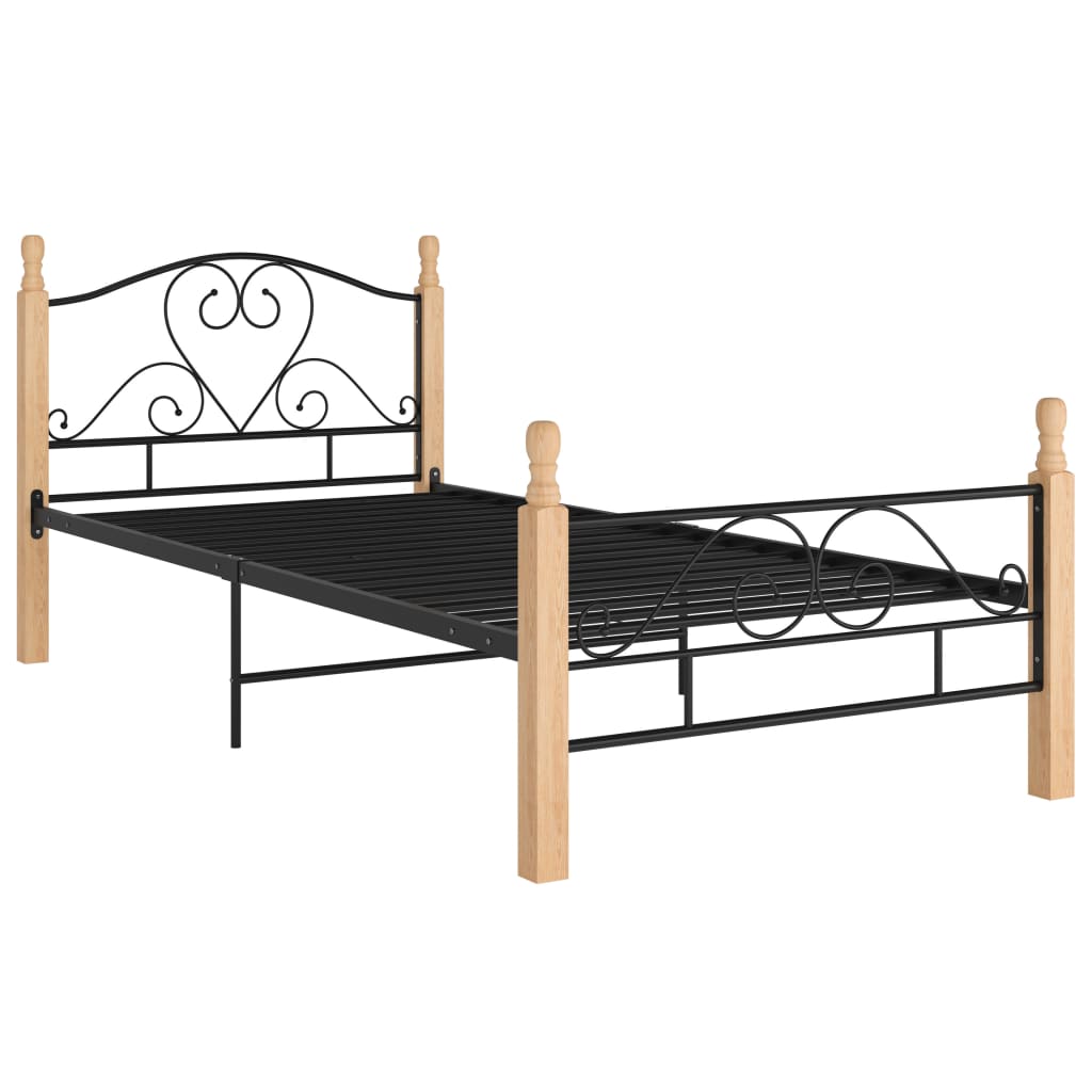 Bed Frame without Mattress Black Metal 90x200 cm