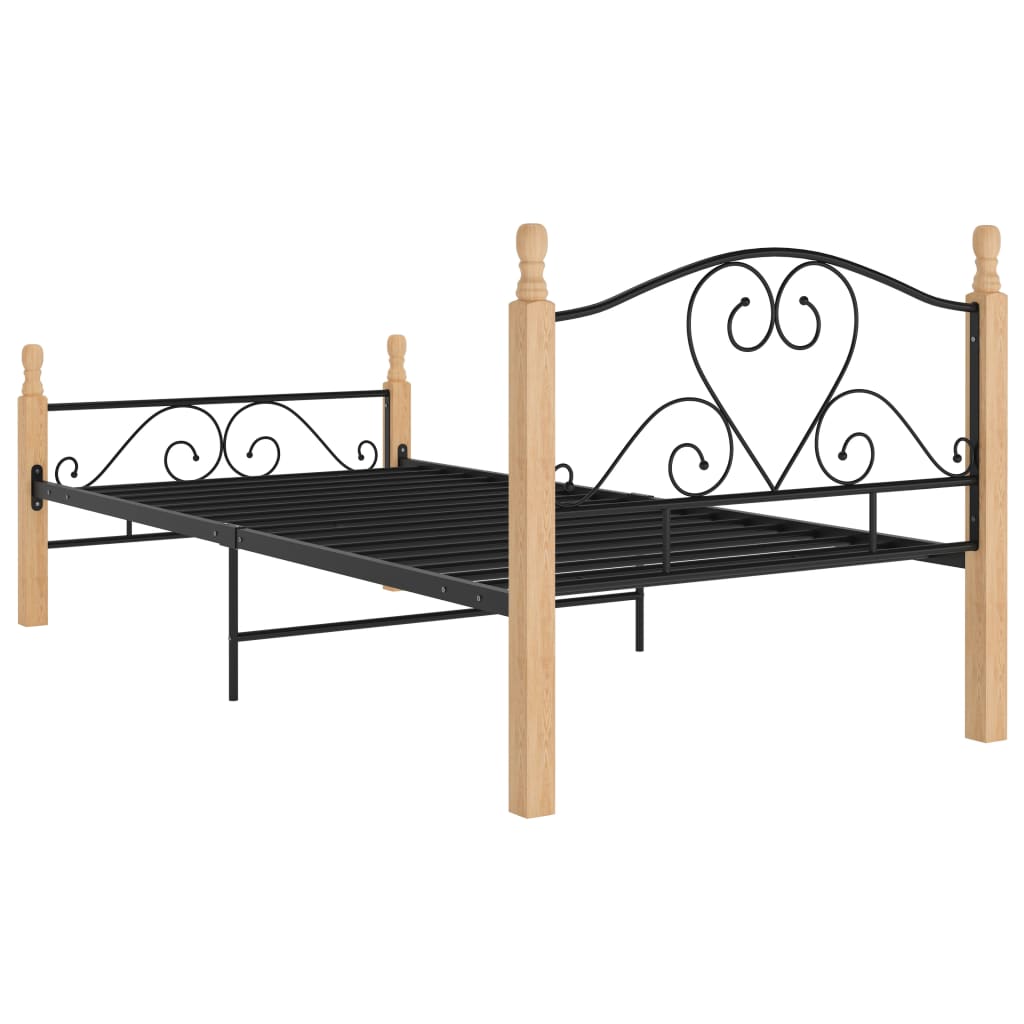 Bed Frame without Mattress Black Metal 90x200 cm