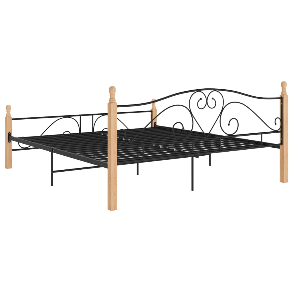 Bed Frame without Mattress Black Metal 180x200 cm Super King