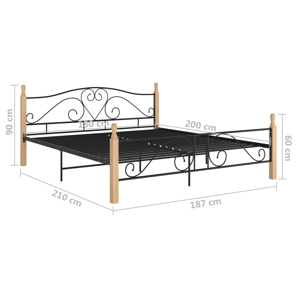 Bed Frame without Mattress Black Metal 180x200 cm Super King