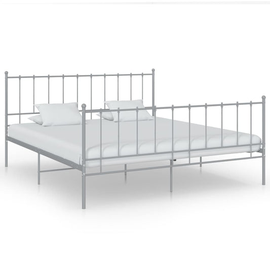 Bed Frame without Mattress Grey Metal 200x200 cm