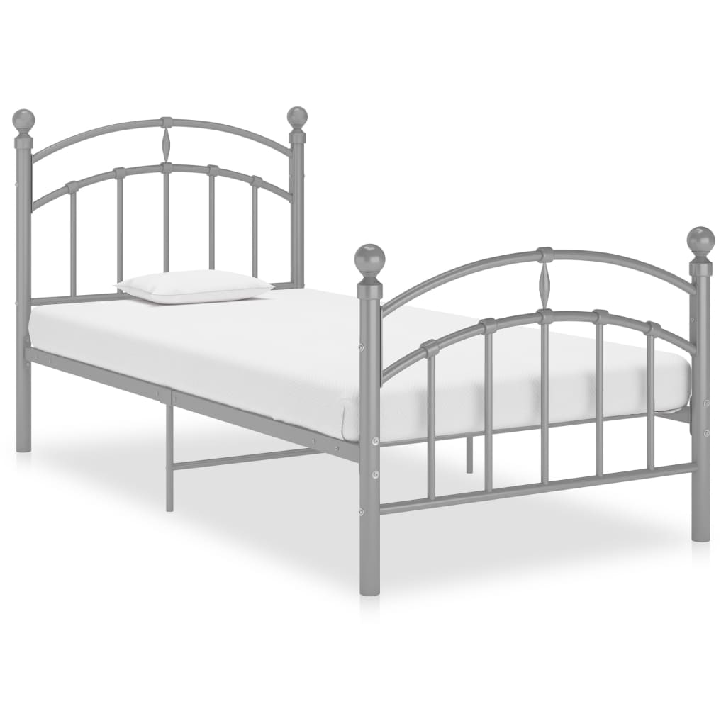 Bed Frame without Mattress Grey Metal 90x200 cm