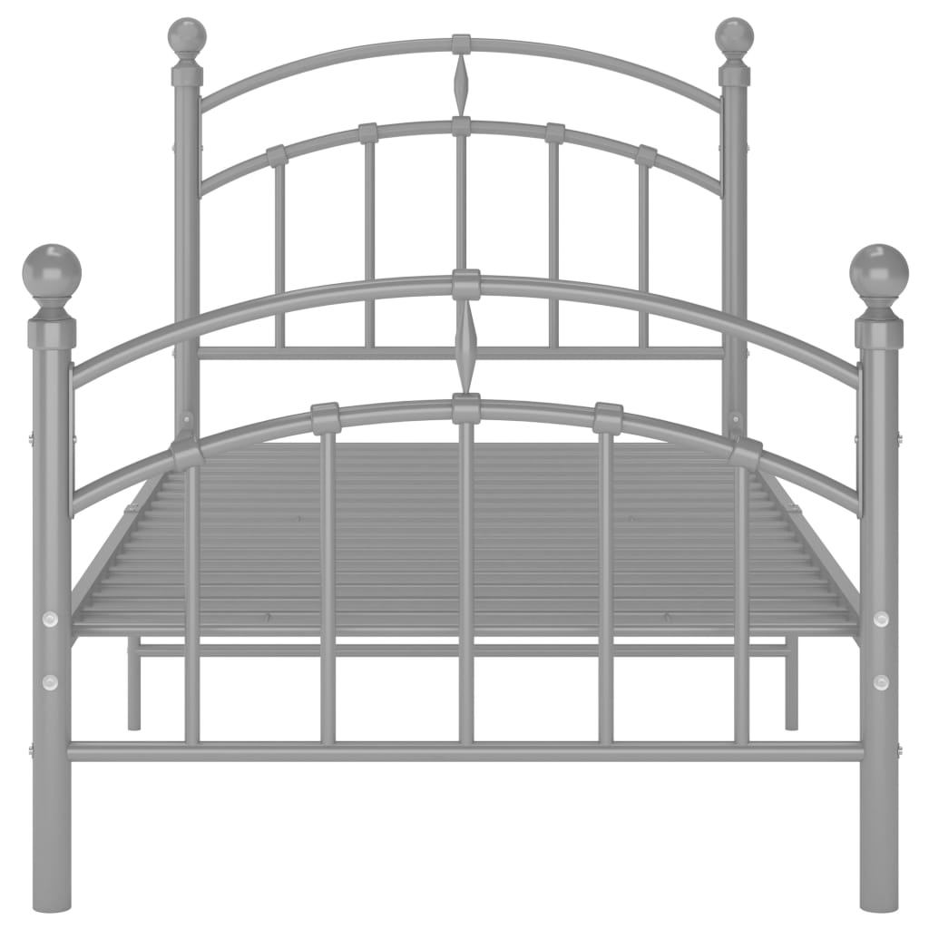 Bed Frame without Mattress Grey Metal 90x200 cm