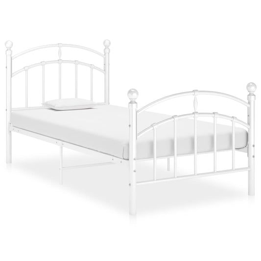 Bed Frame without Mattress White Metal 100x200 cm
