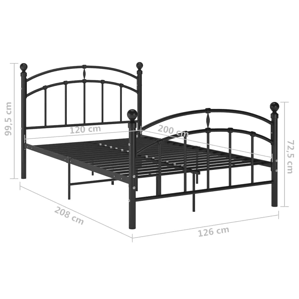 Bed Frame without Mattress Black Metal 120x200 cm