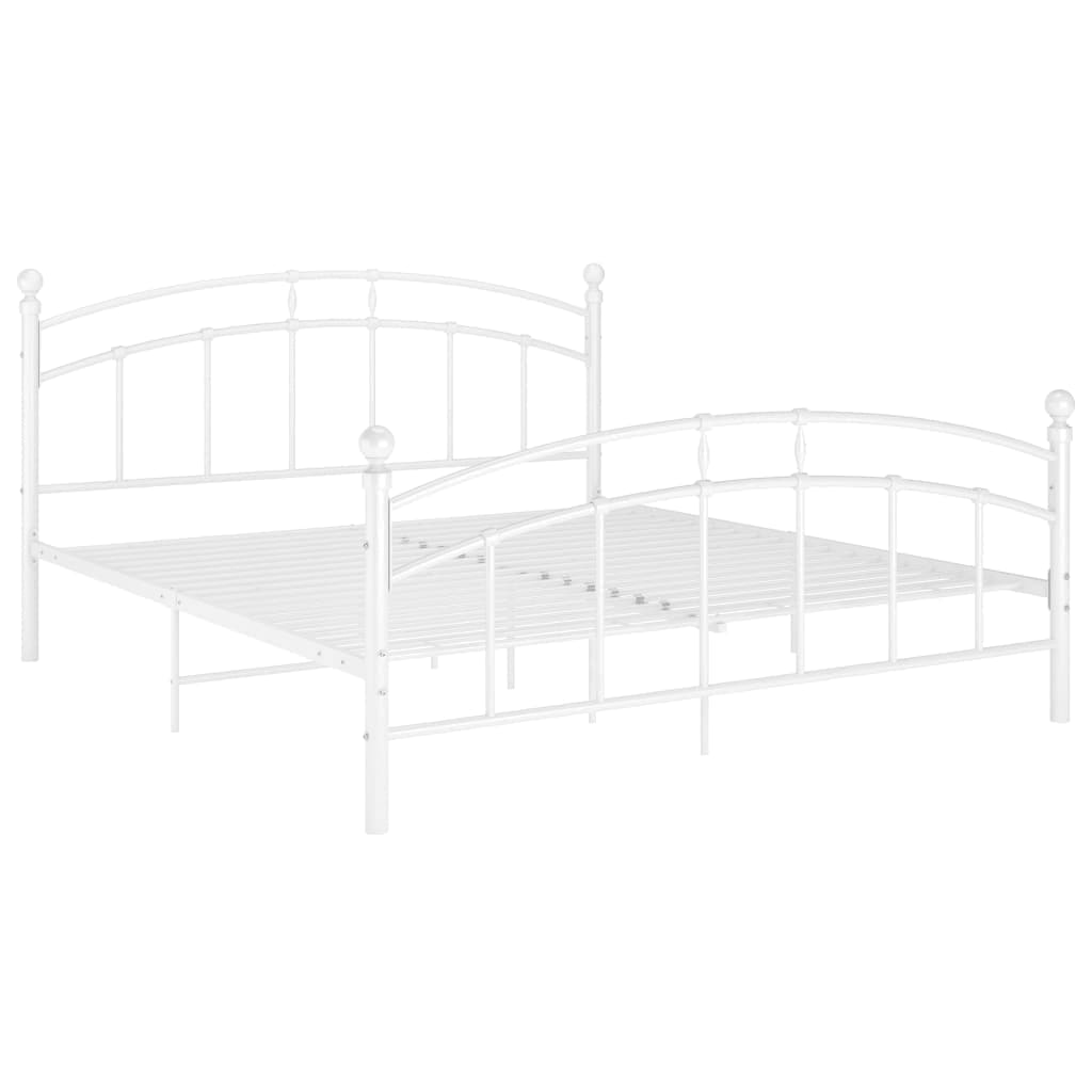 Bed Frame without Mattress White Metal 140x200 cm