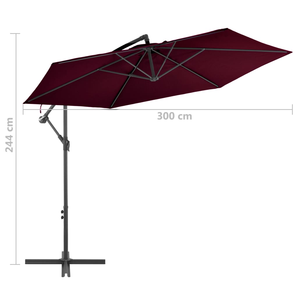 Cantilever Garden Parasol with Aluminium Pole Bordeaux Red 300 cm