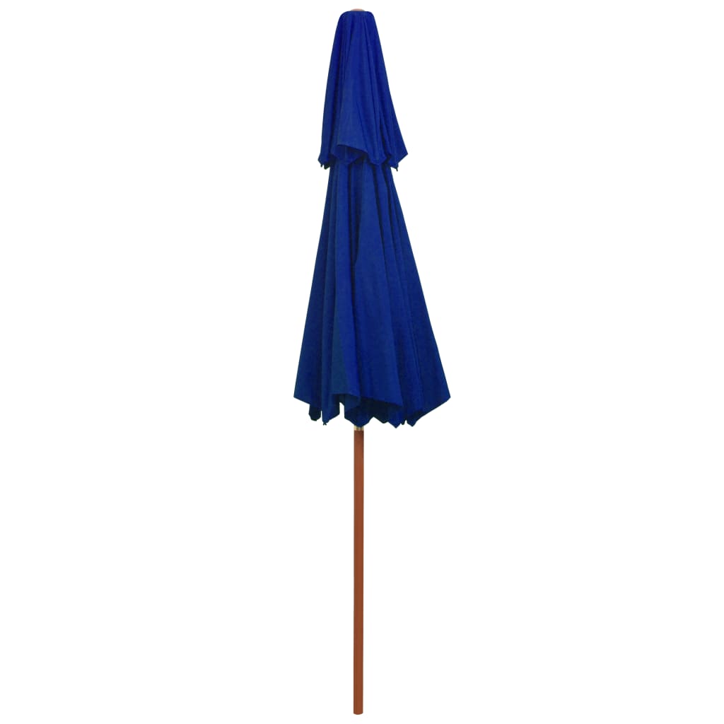 Double Decker Parasol with Wooden Pole Blue 270 cm