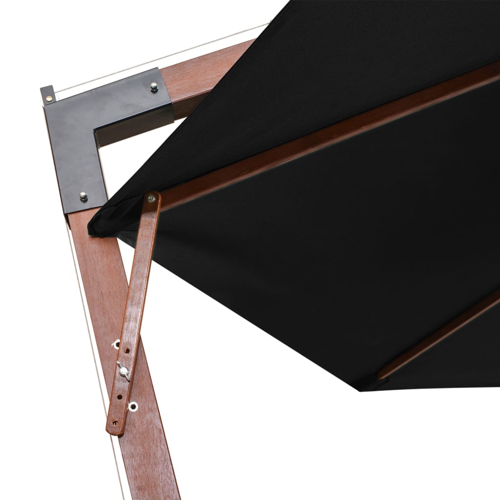 Hanging Garden Parasol with Pole Black 3.5x2.9 m Solid Fir Wood