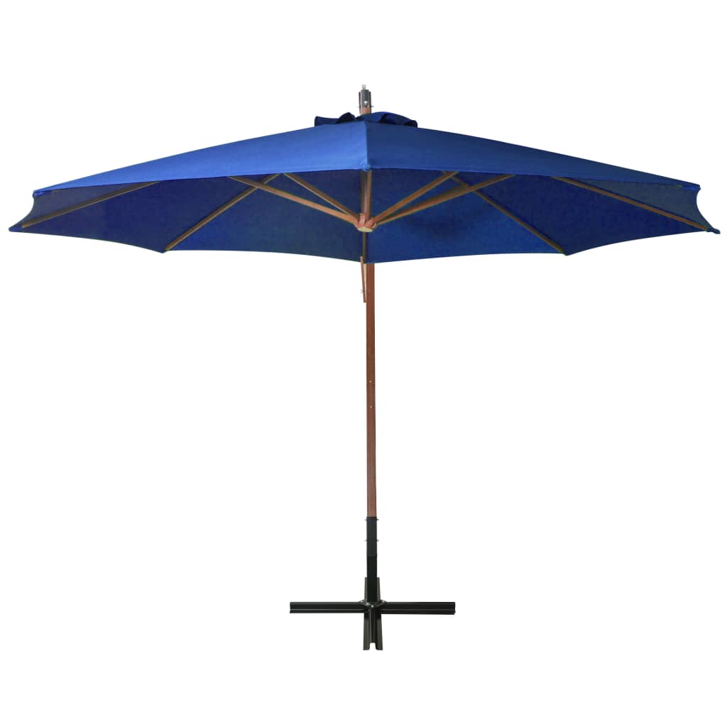 Hanging Garden Parasol with Pole Azure Blue 3.5x2.9 m Solid Fir Wood